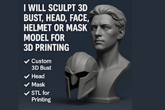 sculpt 3d bust model 3d head 3d face 3d helmet 3d mask for 3d printing