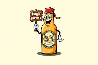 do funny cute beer bottle mascot logo design