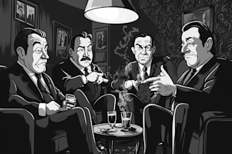 custom black and white cartoon illustrations available