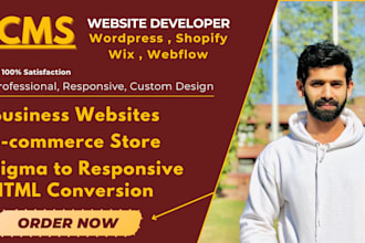 convert figma design to HTML, wordpress, shopify, wix, custom responsive website