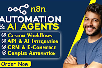 build n8n ai agent, make com automation n8n workflow, n8n API and ai integration