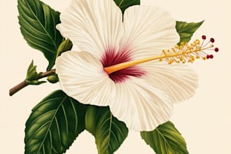 create botanical illustrations of flowers, plants, line art
