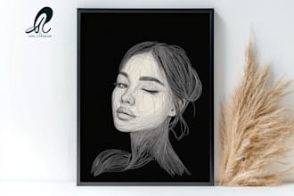 make  scribble art, abstract line portrait