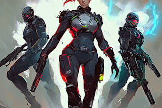 create a sci fi character illustration or sci fi character