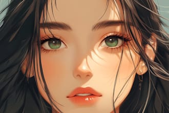 draw anime portrait character icon, cover style