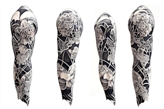 create sleeve tattoo design in geometric style