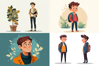 create flat vector character illustration for book, website