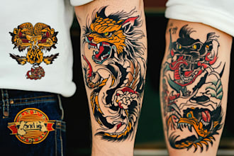 create any design in old school tattoo style