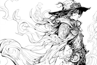 draw black and white detailed line art vector illustration