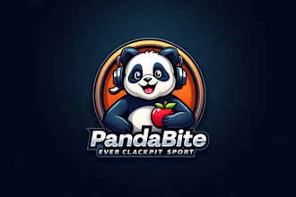 do panda with apple mascot logo design