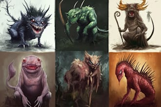 draw fantasy creatures and custom monster illustration