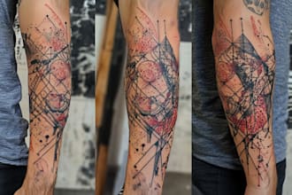 create sleeve tattoo design in geometric style