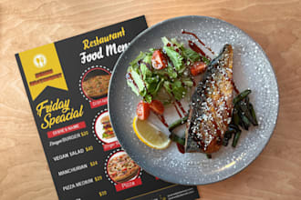 design professional menu for restaurant cafe or food brand