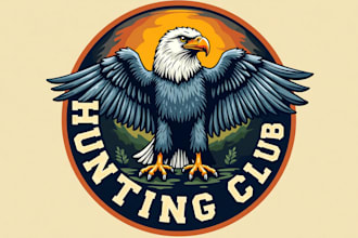 do hunting club t shirt print eagle hunter mascot logo design