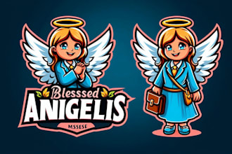 do hand blessed angels mascot logo in my style