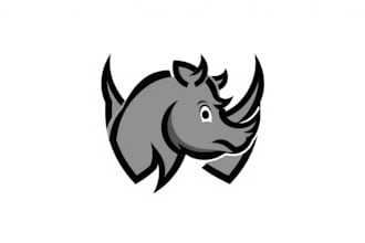 do rhino shield monochrome logo mascot design