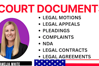 write legal documents, lawsuits complaints, motions, petitions and appeals
