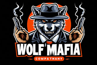design super wolf mafia mascot logo with source file in 12 hours