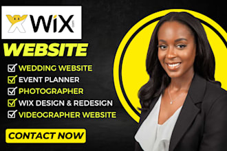 design wix wedding, event planning, photographers  videographers website revamp