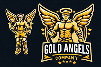 make an amazing gold angels mascot logo design in 12 hours