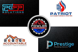 make cleaning plumbing heating hvac oil gas 3d logo design