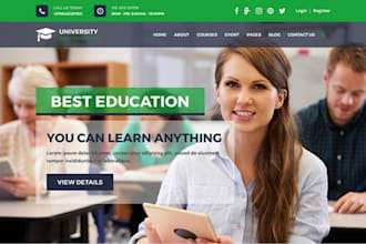 build education lms website with online courses and seo backlinks elearning web