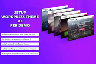 install and setup wordpress theme as per demo