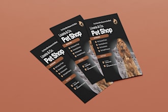 design flyers for pet shops, pet grooming, pet stores, pet clinic, etc