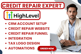 setup automated credit repair website funnel fix credit tax logo automation