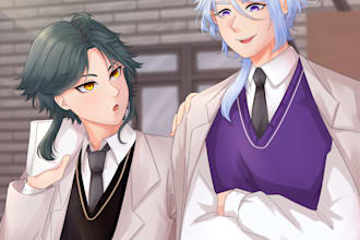 make custom visual novel character graphic illustration