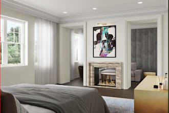 custom 3d interior design, photorealistic renders for bedroom, bathroom, kitchen