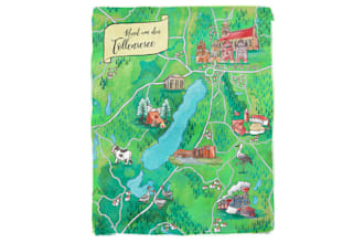 do a watercolor fantasy map or sourvenir map illustration