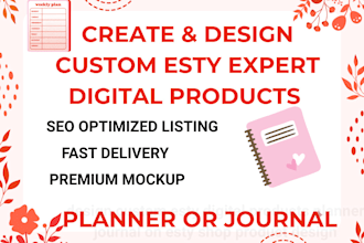design custom esty digital products planner journal on esty shop product design