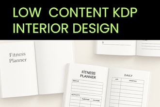 create ready to upload low content kdp journal and planners interiors with cover