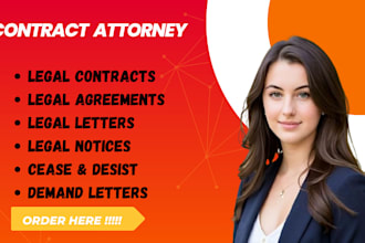 draft legal contract, agreement, legal notice, legal letter, cease and desist