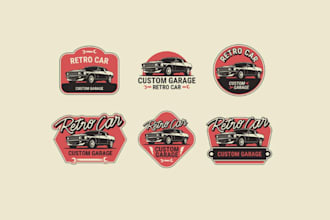 design a vintage car logo, classic, car wash, retro  vehicle