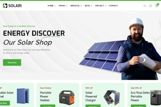build a solar panel, solar battery, solar power accessories ecommerce website