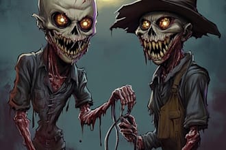 make a fantasy horror character art with amazing quality