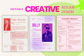 design a bold creative resume for artists and creatives
