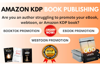 do amazon kdp book publishing and kdp book, booktok promotion, book cover design