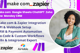 automate workflow make com google sheets chatgpt zoho flow monday crm