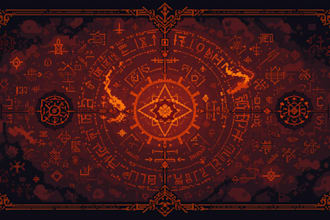 create cosmic map style pixel art with mystical symbols and abstract energy