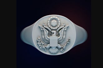 make 2d to 3d, military logo, 3d pendant ring, symbol sculptor,stl file,cnc mill