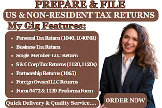 prepare and efile USA tax returns for individual and business 1040, 1120, 1065