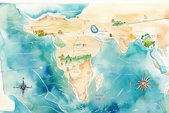 watercolor map illustration just for you