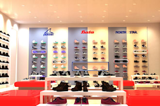 style shoe showroom interior 3drendering,retail store,cad,open floorplan,cabinet