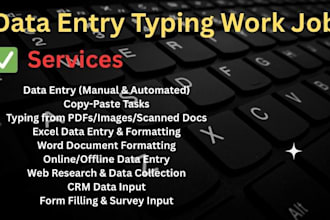 do typing,data entry typing work jobs, excel data entry, copy paste,web research