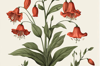 draw line art illustrations, botanical flowers, plants