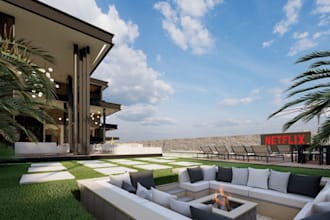 remodel existing condo apartment,surburbal building, facade pool,virtual staging