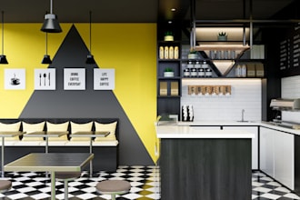 remodel small shop rendering,coffee mall,restaurant interior and exterior layout